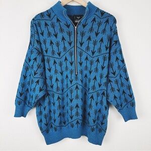 Vintage 80's Jeffrey Rogers Half-Zip Arrow Knit Sweater